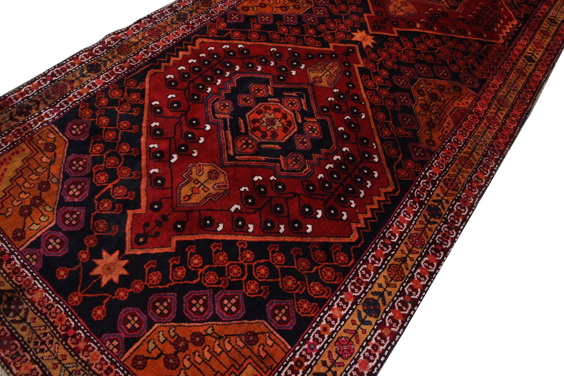 Antique Rustic Azerbaijan Rug, Handwoven Caucasian Rug- 142x312cm