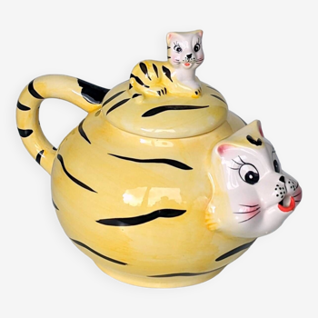 Théière cafetière anthropomorphe Tigre et bébé tigre - Hauteur 16 cm x Diamètre 14 cm
