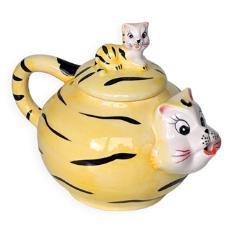 Théière cafetière anthropomorphe Tigre et bébé tigre - Hauteur 16 cm x Diamètre 14 cm