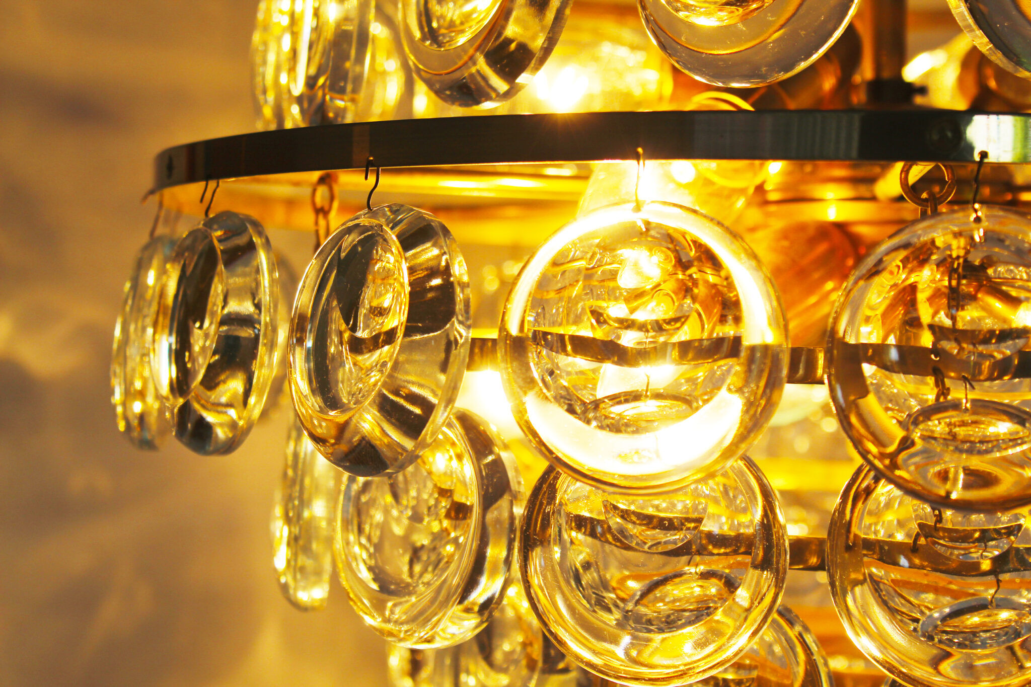 Stunning Crystal Glass and brass Chandelier by Palwa