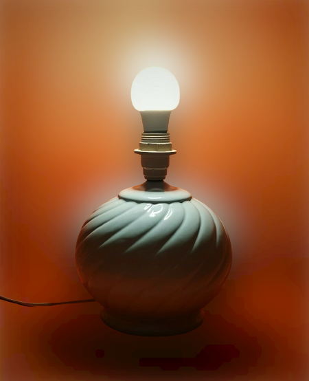 Spiral lamp foot - White glazed ceramic 70's