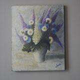 Oil painting on canvas floral composition still life bohemian countryside