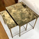 Brass and glass mirrored nesting tables