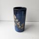 Blue ceramic vase with roller signed AB (signature to be identified)