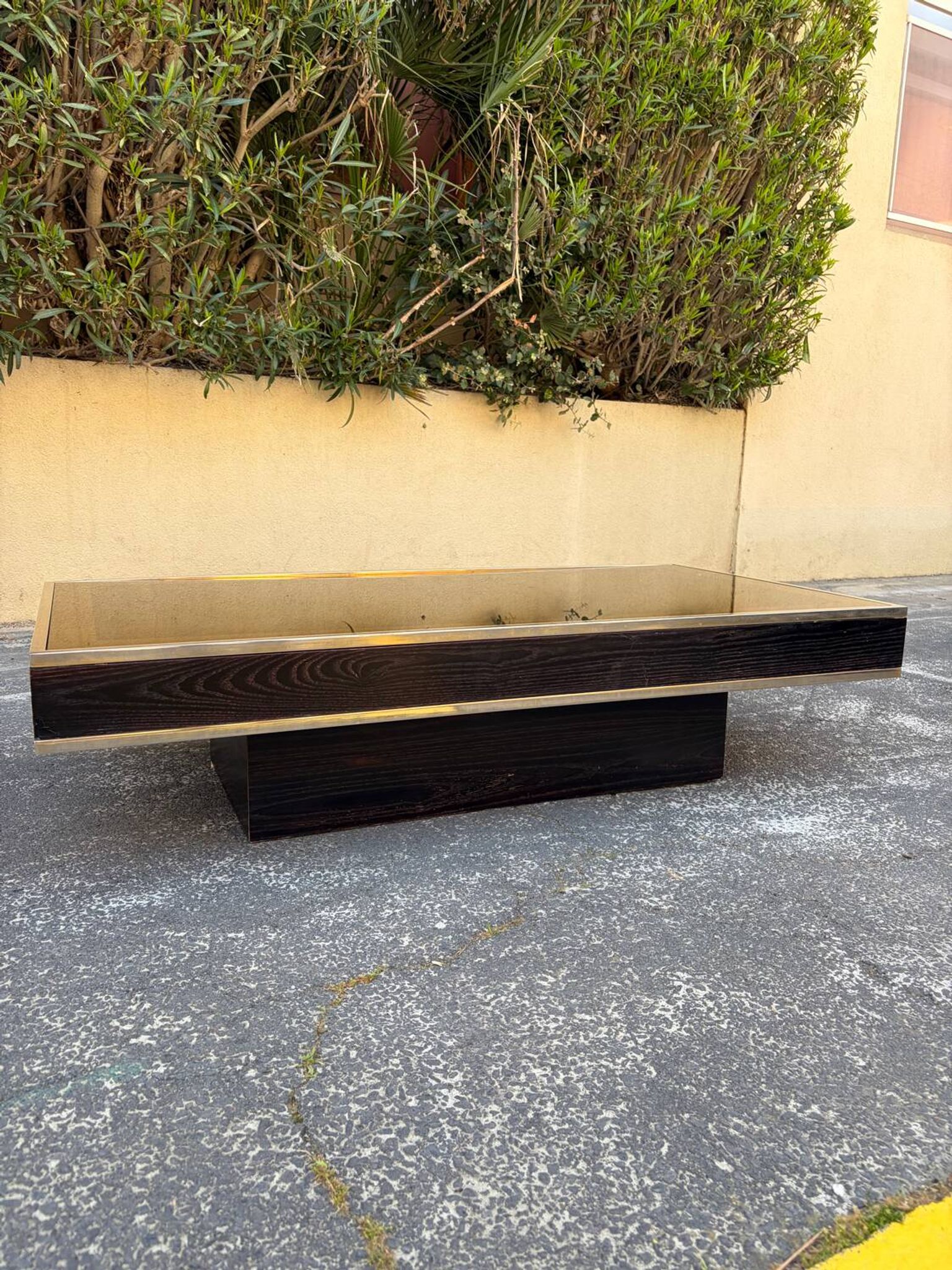 Willy Rizzo coffee table brass/glass 70s Italy