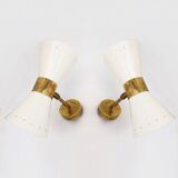 Pair of diabolo design wall sconces from the 1950s