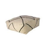 Moroccan handmade kilim pouf - 100% wool and cotton - black and white Beni Ourain style