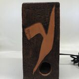Brutalist ceramic lamp with stylized bird decor