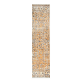 2x10 Orange & Navy Blue Floral Vintage Runner Rug, 73x297Cm