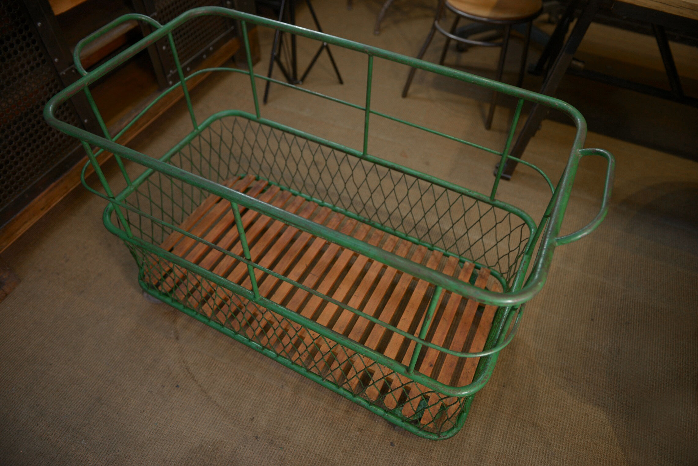 Former factory trolley with wheels from the 1950s