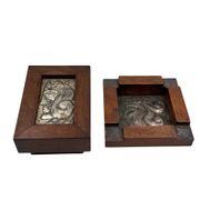 Mid-century rare Smoking Set, ashtray and cigars box, Italy 1950s