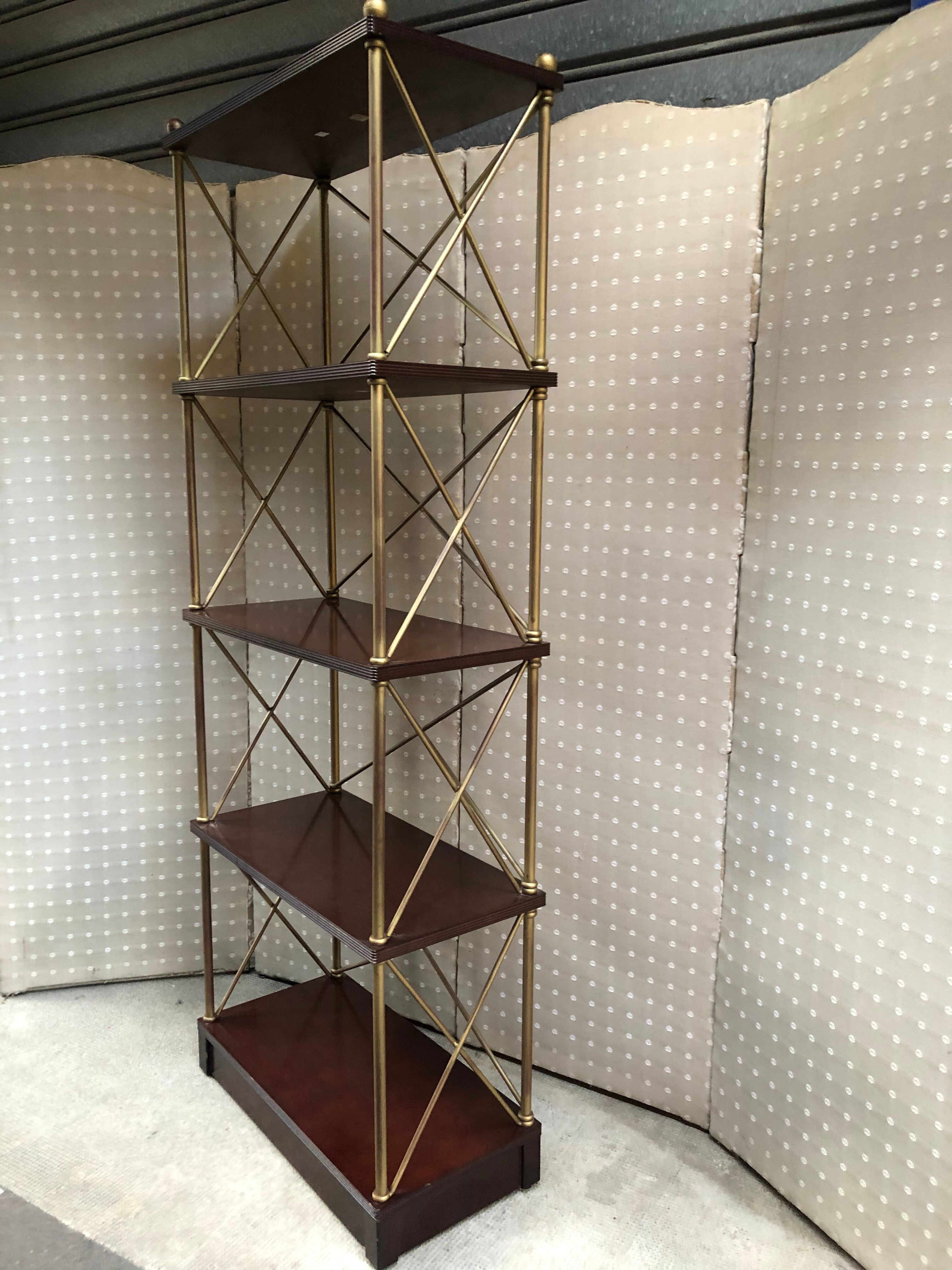 Mahogany and gold metal shelf