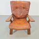Fauteuil en bois brutaliste avec revêtement en cuir marron, Allemagne, années 1960.