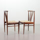 Rosewood Spindle Back Scandinavian Dining Chairs with Offwhite Upholstery