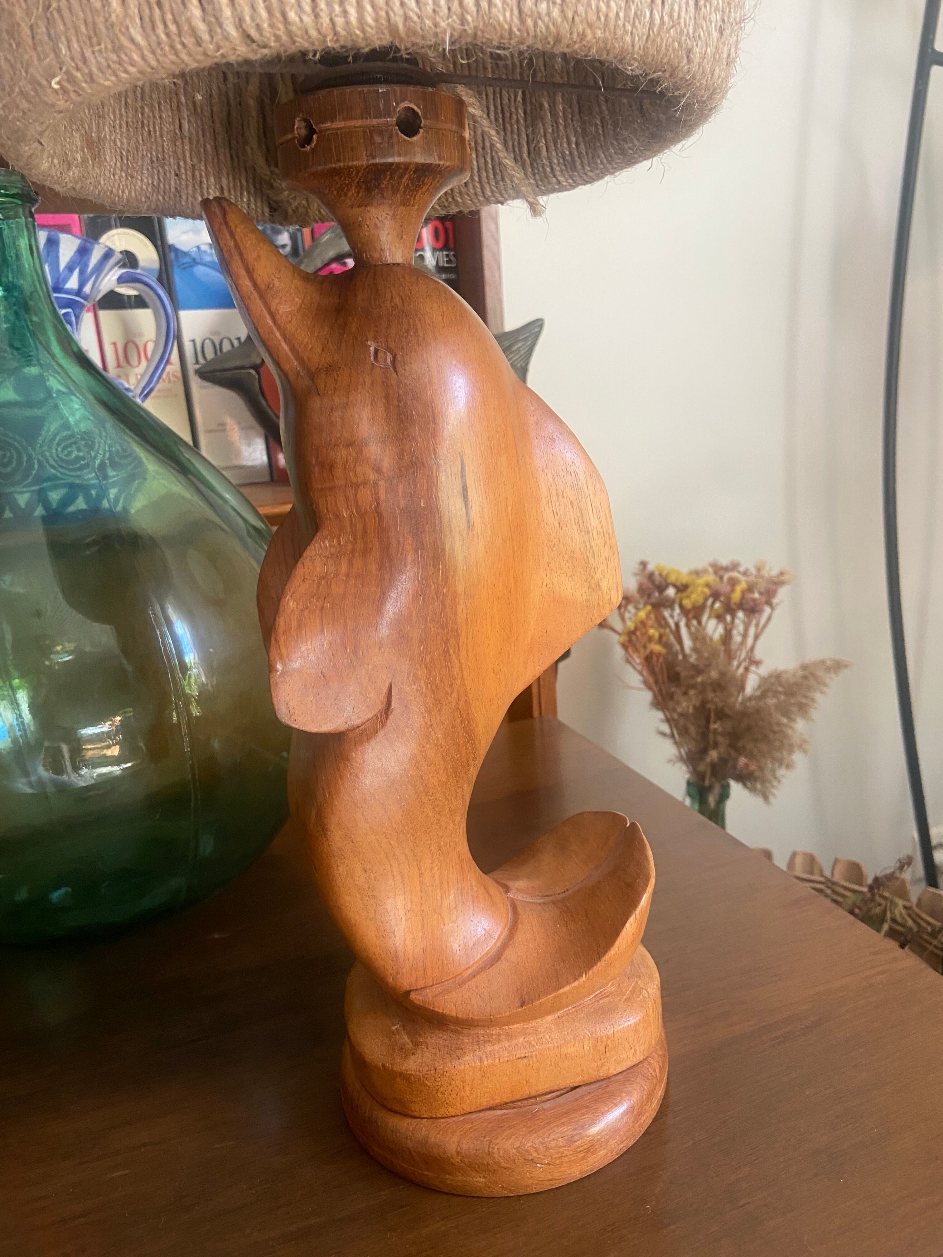 Wooden dolphin lamp 70s