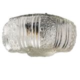 Portuguese mid century clear bubble glass bathroom flush mount light fixture lamp 1970s