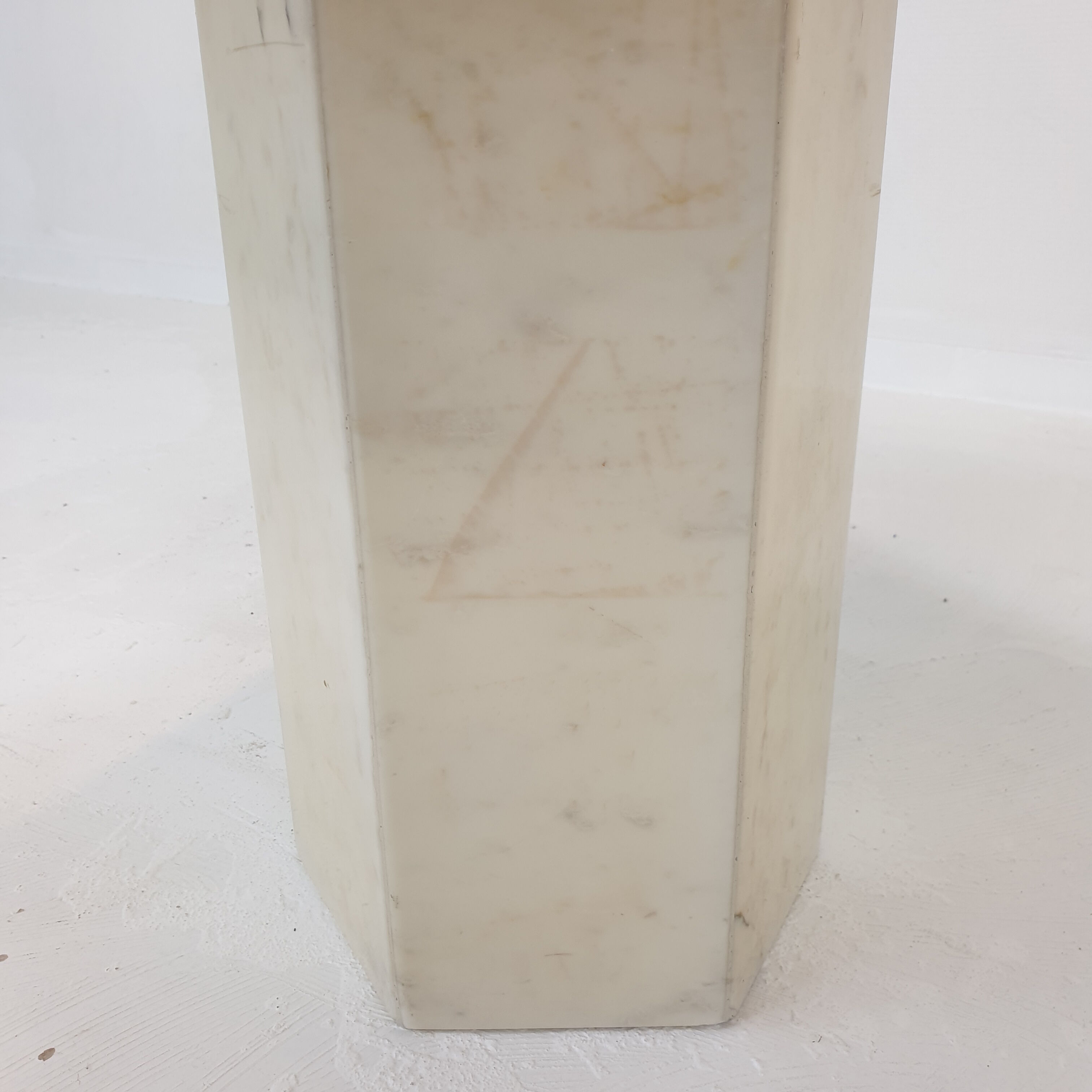 Set of 3 Italian Carrera Marble Side Tables, 1980s