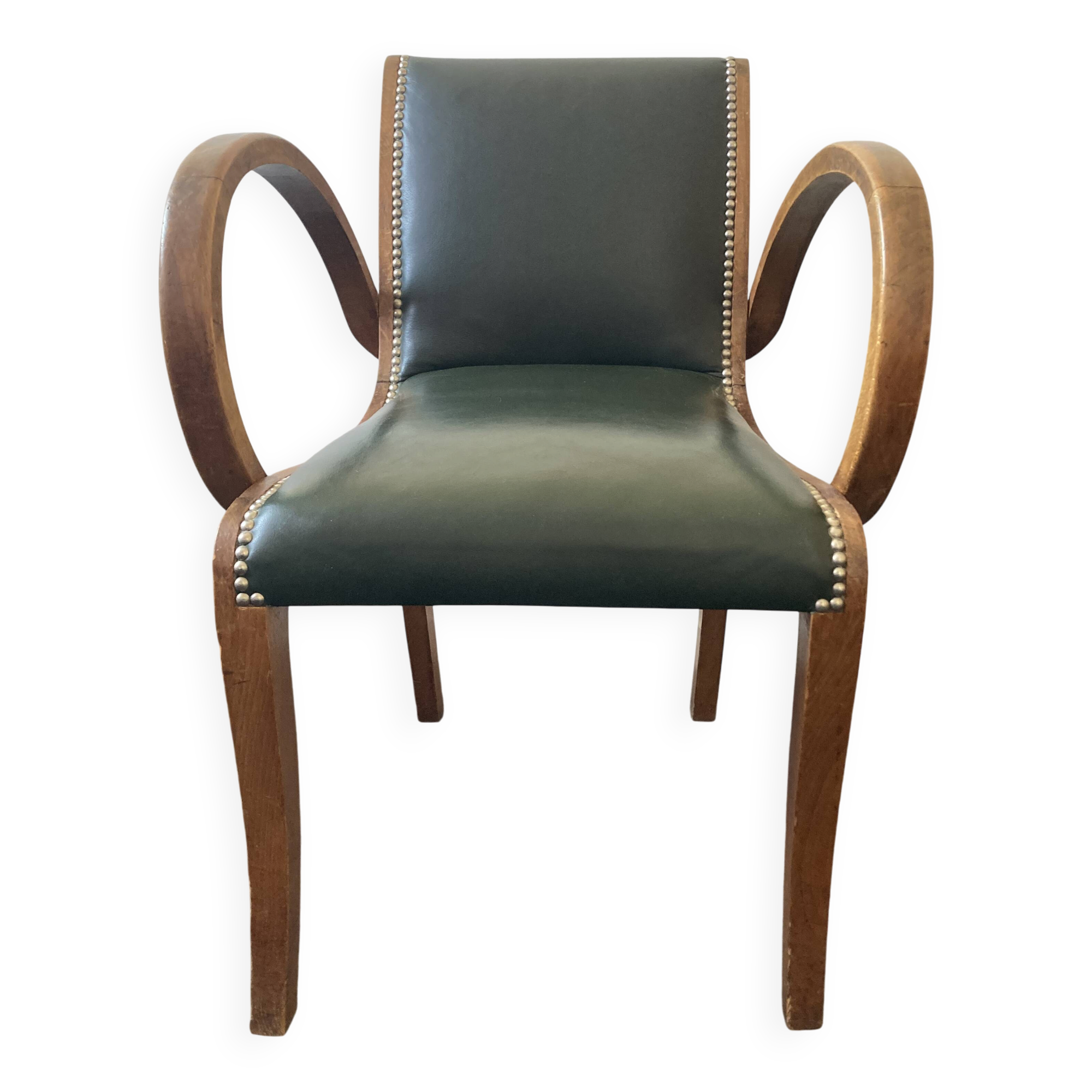 2 fauteuils de bridge assise cuir