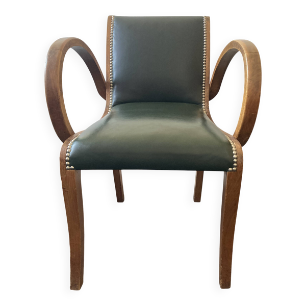 2 fauteuils de bridge assise cuir
