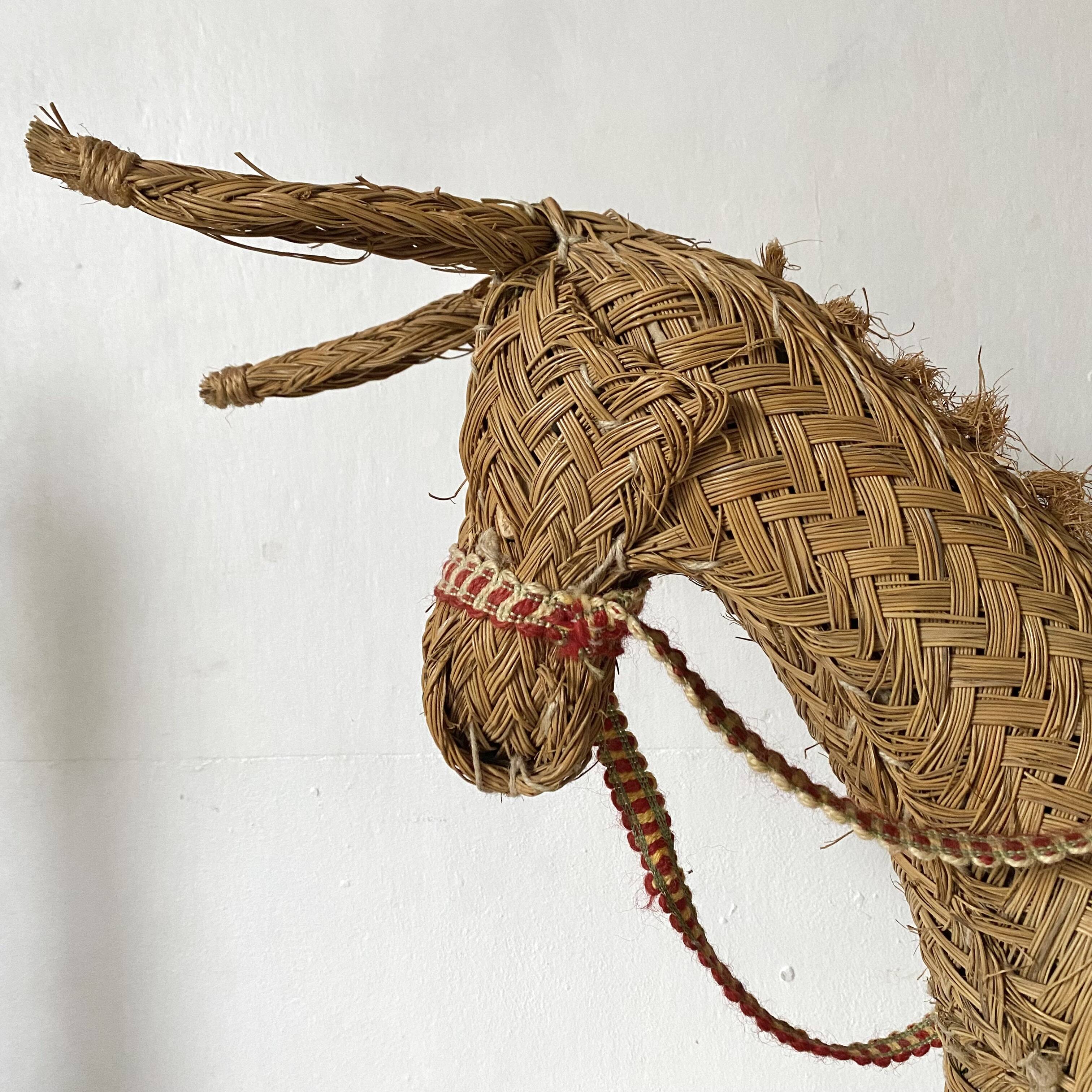Braided straw donkey, popular art Spain, 1970s
