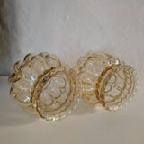 Lot 2 suspensions lampe globe en verre moulé des années 70
