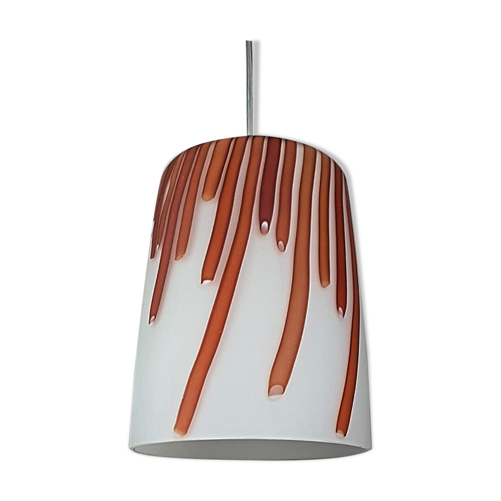 Suspension EFFETRE RIBO Mid Century Modern – Rouge, Verre Italien, Lustre 2004