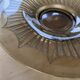Old Verrex smoked glass fruit bowl, with a radius decoration cut into the glass