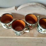 Set of 4 tea or coffee cups, Boch ceramic, Argenteuil series from the 60s