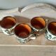 Set of 4 tea or coffee cups, Boch ceramic, Argenteuil series from the 60s