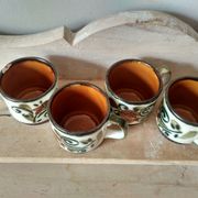 Set of 4 tea or coffee cups, Boch ceramic, Argenteuil series from the 60s