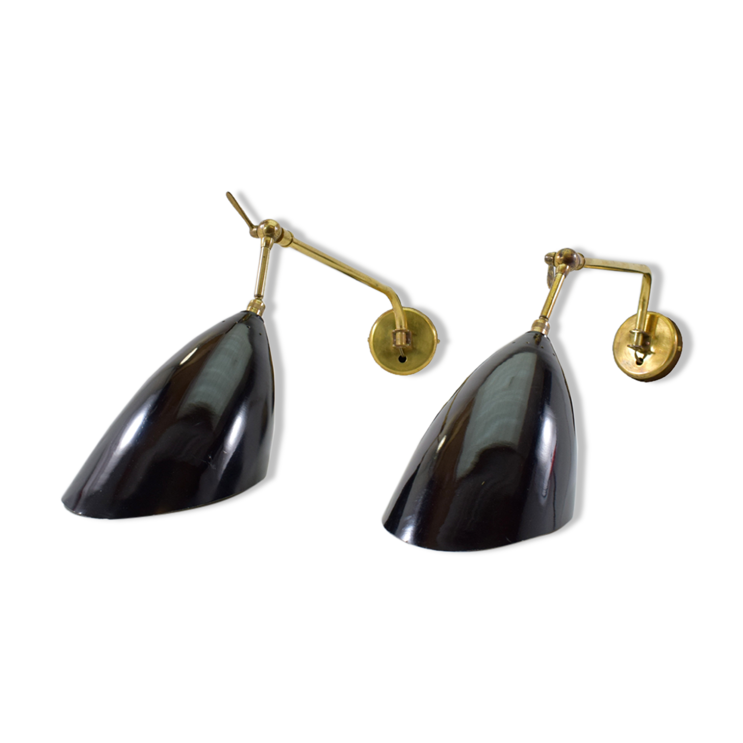 Large pair of vintage Italian wall light brass 1960 certified original edition, no copy