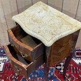 Louis XV style bedside table in rosewood, oak and marble top - made in the 70s