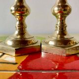 Pair of old brass candlesticks