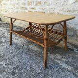 Rattan and bamboo coffee table