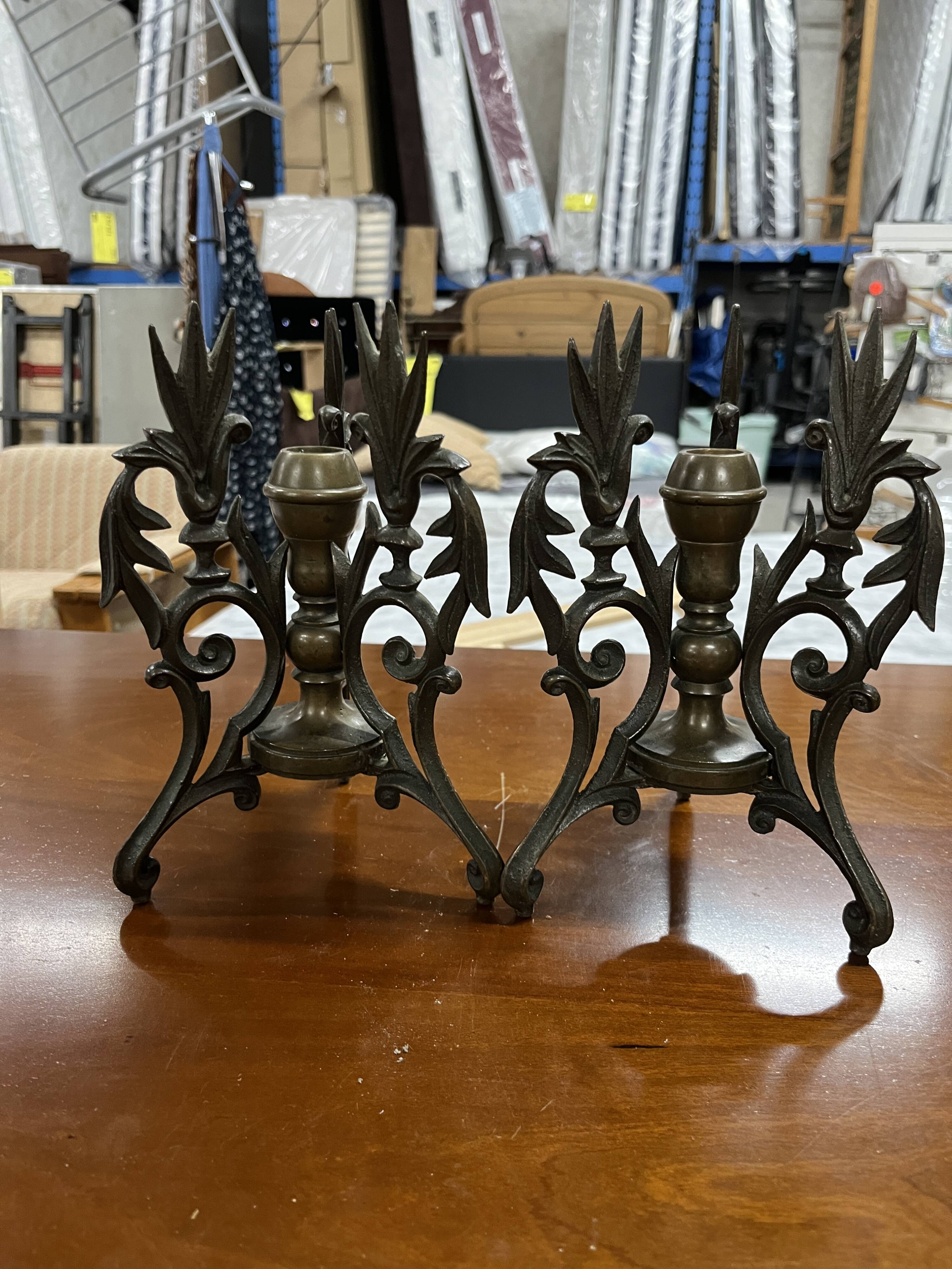 Pair of bronze candlesticks