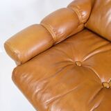 Armchair made in cognac leather, danish design from 1980s