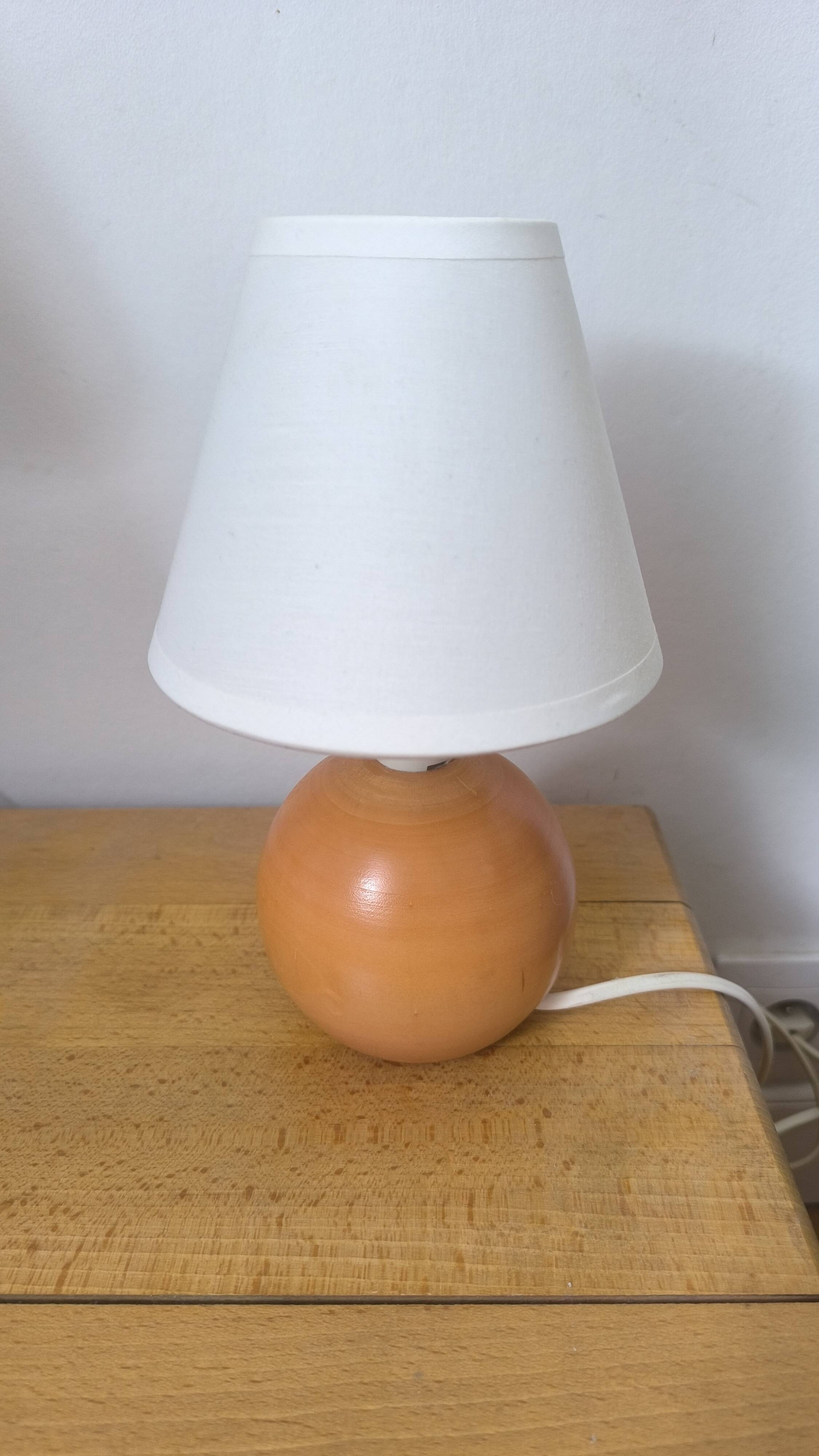 Vintage walnut wood ball lamp