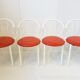 Suite de 4 chaises vintage en métal & skai 1970