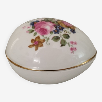 Boîte vide poche porcelaine stadler england forme oeuf décor fleuri