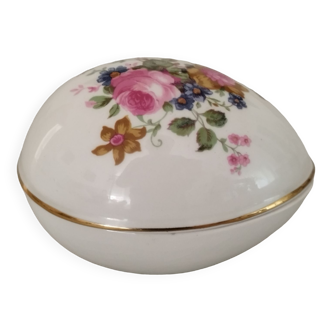 Boîte vide poche porcelaine stadler england forme oeuf décor fleuri