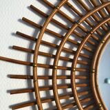 Rattan sun mirror gold plated 84x65cm vintage 1960