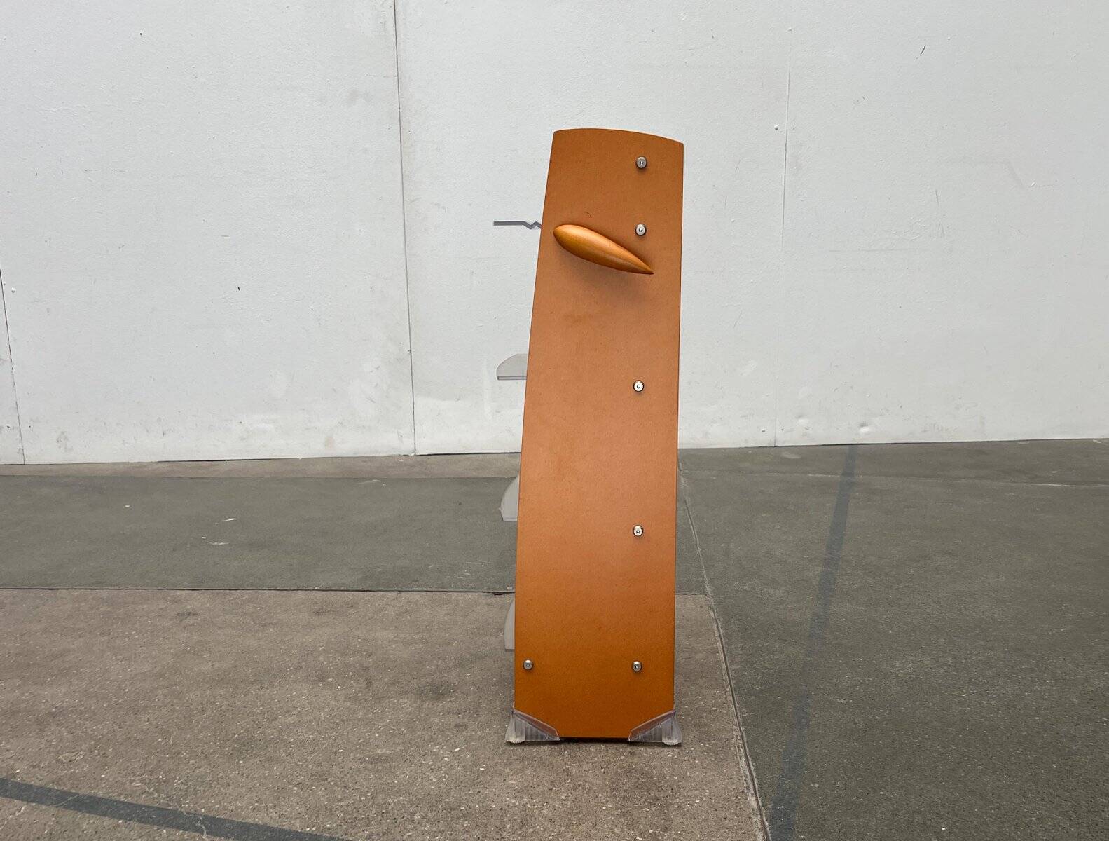 Postmodern CD storage unit in wood, metal, and plastic by Ezech, 1980s.