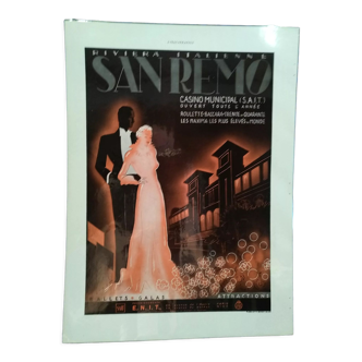 Publicité San Remo casino municipal  Riviera Italienne issue revue année 30 plastification