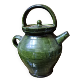 Chevrette ancienne en terre vernissée verte poterie Savoie