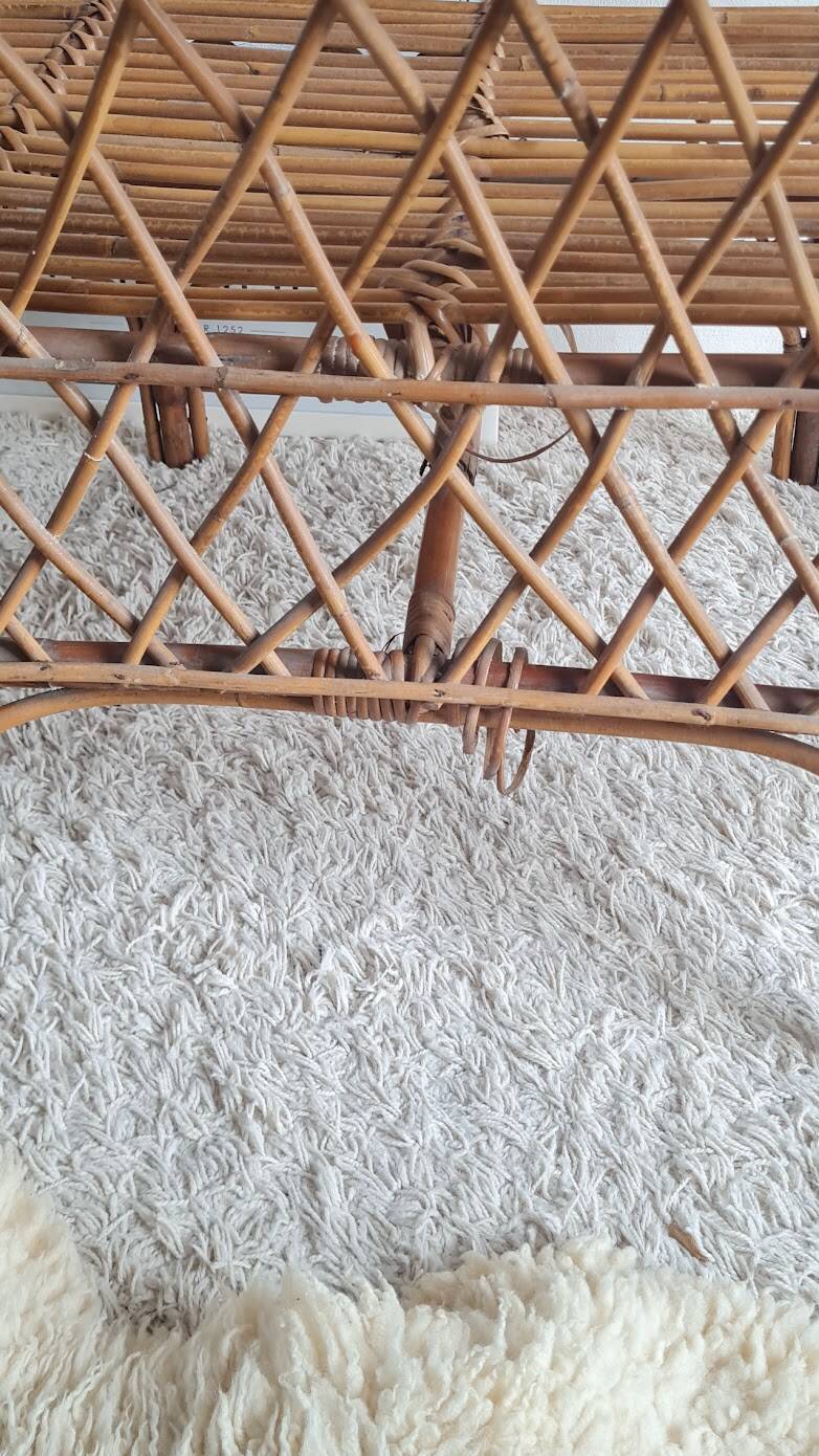 Banquette en rotin et osier circa années 60