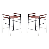 By Contemporary Artisan Bar Stool Leather Cognac Black Rubber Metal