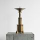 Large Art Deco chandelier in patinated brass