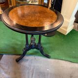 Pedestal table in blackened and fruit wood