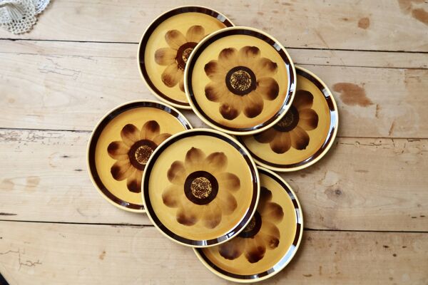 6 assiettes à dessert anciennes faïence Sarreguemines Digoin modèle Rimini