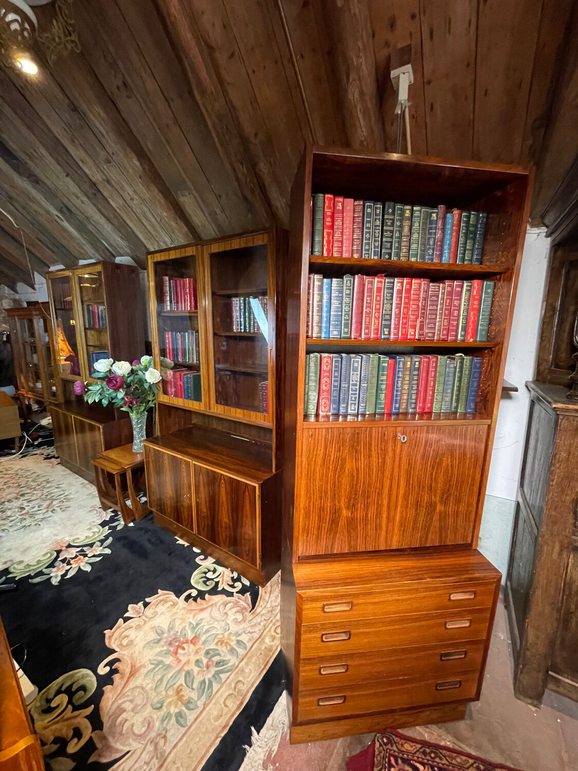 Mid century retro vintage wall unit bookcase danish design by poul hundevad rosewood 1950-1960